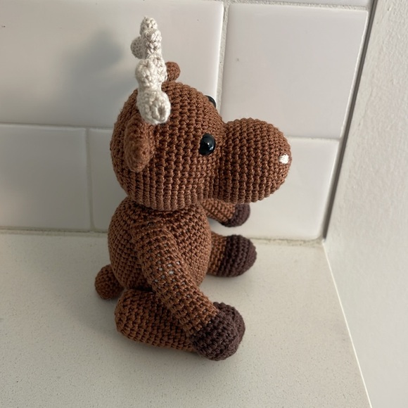 Handcrafted Moose Amigurumi Crochet Decor Toy Figure Outdoor Woodland Forest - Picture 5 of 11